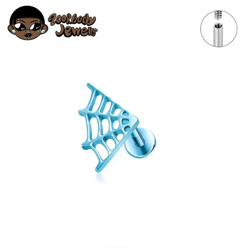 Astm f136 titânio grande aranha web laboratório piercing punk gótico orelha helix plana tragus piercing labret festa de halloween jóias do corpo