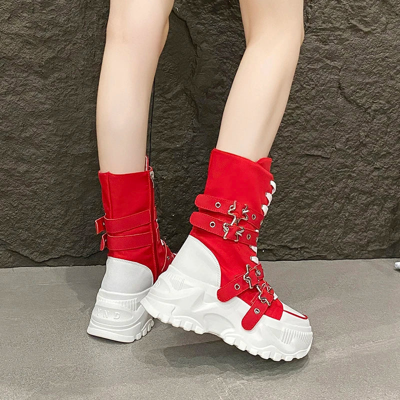 Bota Punk de Moto com Fivela Estrela