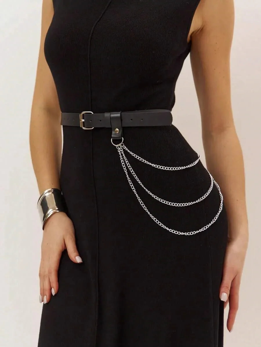 Moda feminina couro do plutônio perna arnês corpo arnês peito punk gótico perna liga cintos gótico cinto roupas accessor