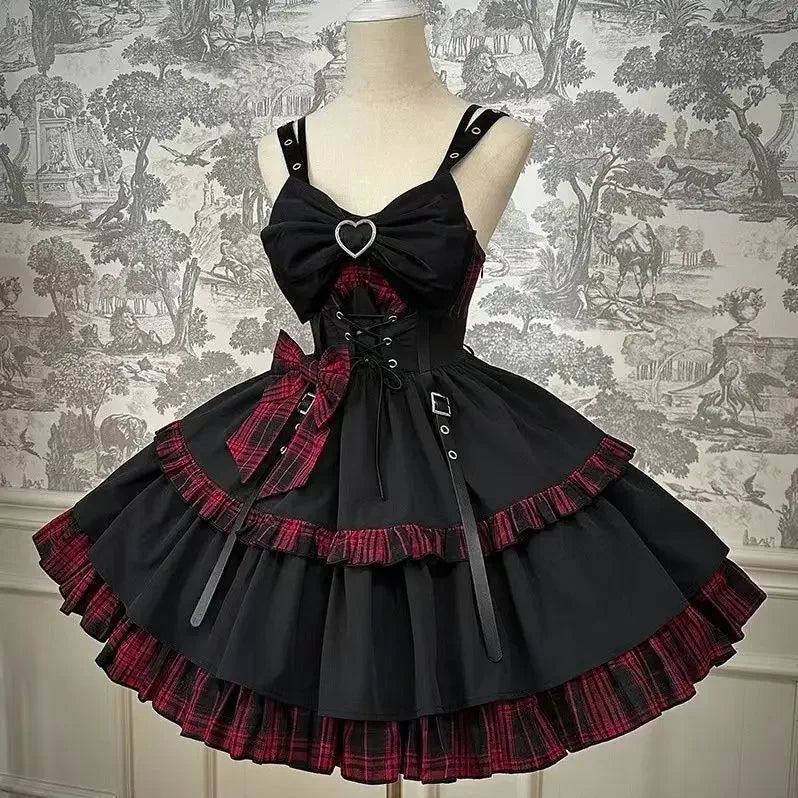 2025 gótico doce floral cinta lolita vestido feminino causal y2k festa midi vestido praia arco kawaii roupas de uma peça vestido punk