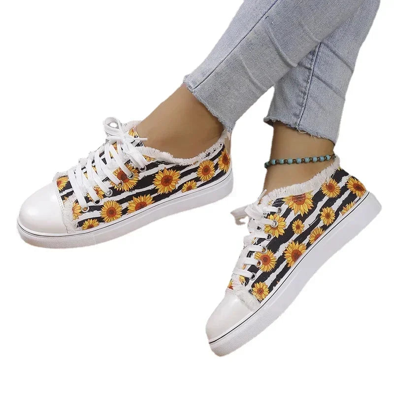 Crânio feminino morcego padrão sapatos vulcanizados sapatos planos moda rendas até tênis feminino casual respirável sapato de lona 2024