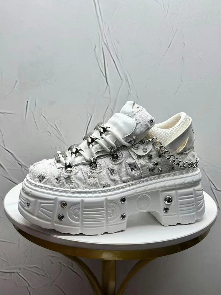 Novo Lançamento Verão 2026: Tênis Masculino Estilo Punk com Plataforma, Personalidade Niche, Moda Urbana Descolada, Modelo Dad Shoes