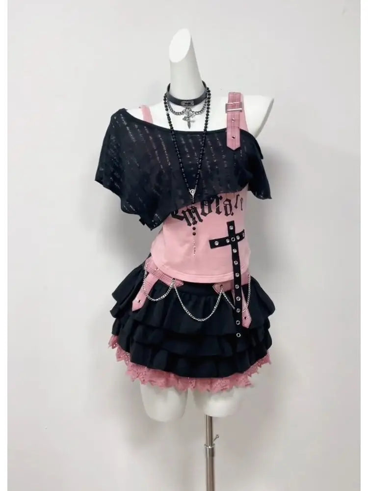 Conjunto Punk Princess Gótico 3 Peças
