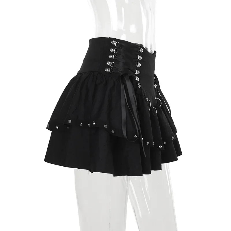 Mini Saia Punk Vintage com Rebites
