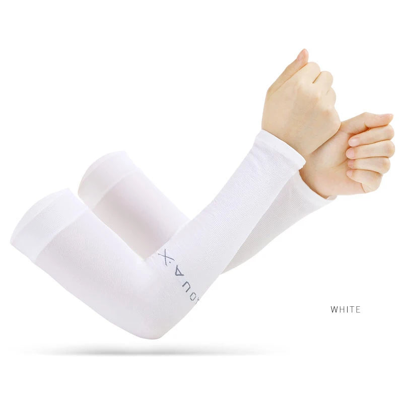 Capa de braço anti-uv para homens e mulheres, luvas sem dedos para ciclismo, verão, esporte, seda gelada, cachecol legal, seda elástica, capas de braço para dirigir