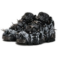 2026 Novo Design Original Plataforma Graffiti Unissex com Rebites Escuros Estilo Rock Punk, Tênis Casual Dad Shoes com Sola Plataforma