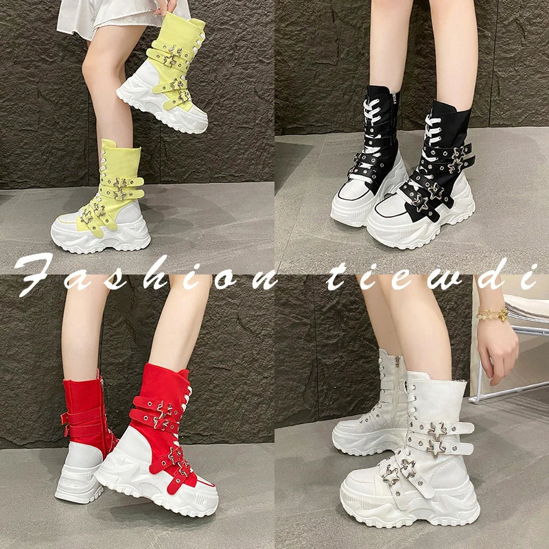 Bota Punk de Moto com Fivela Estrela