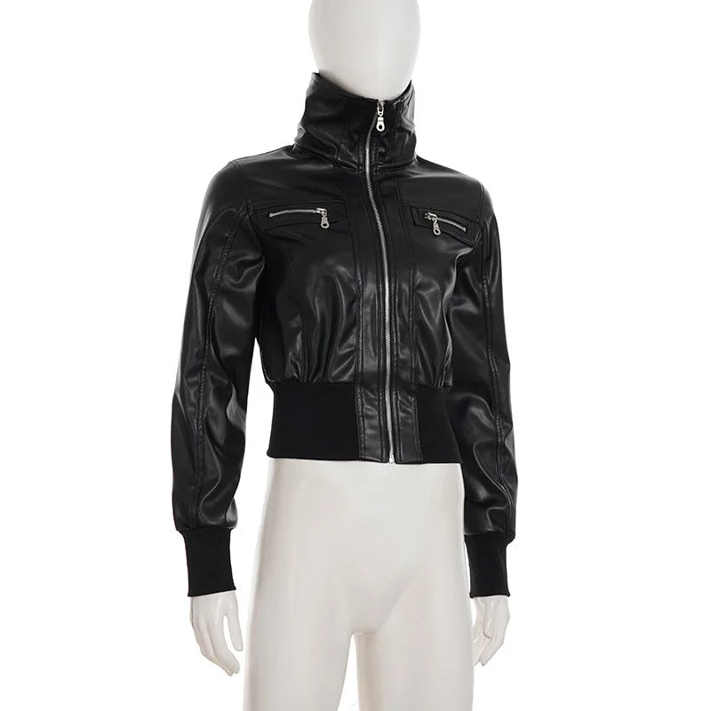 Altgoth americano vintage jaqueta de couro do plutônio feminino streetwear harajuku grunge emo alternativa grunge zíper casacos casuais feminino