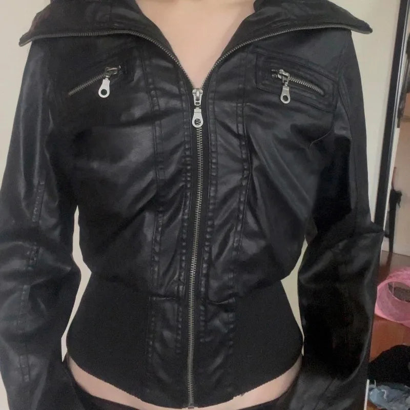 Altgoth americano vintage jaqueta de couro do plutônio feminino streetwear harajuku grunge emo alternativa grunge zíper casacos casuais feminino