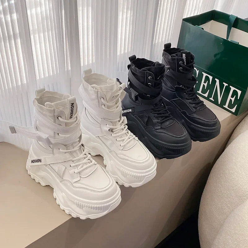 Nova plataforma tênis feminino cruz rendas até luz sapatos casuais designer de moda sapatos vulcanizados casuais marca senhoras botas curtas
