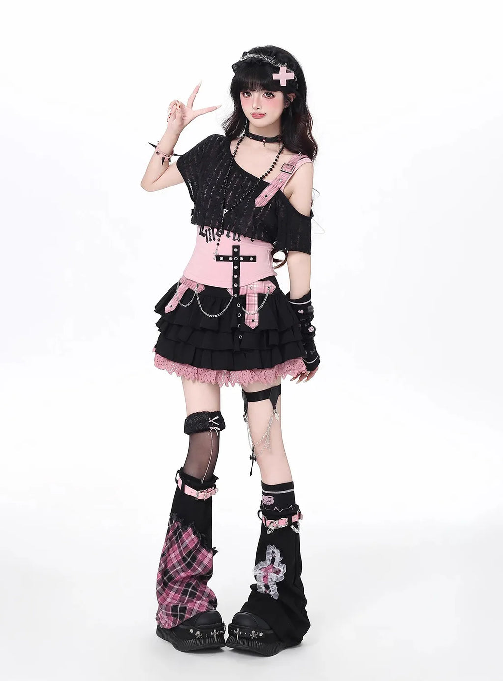 Conjunto Punk Princess Gótico 3 Peças