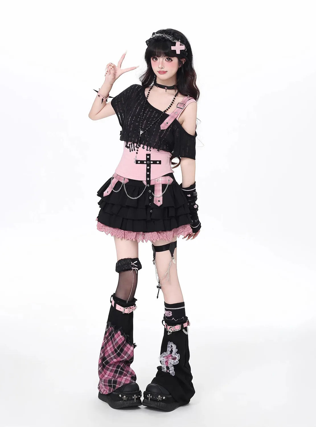 Conjunto Punk Princess Gótico 3 Peças
