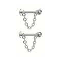Piercing Labret com Corrente Aço Inoxidável