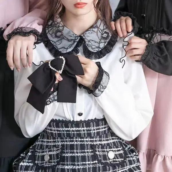 Saia Curta de Suspensório com Laço Estilo Gótico Japonês Lolita, Saia Xadrez Doce e Fofa para Meninas, Saia Mini em A com Renda, verão2026, preta sólida, kawaii