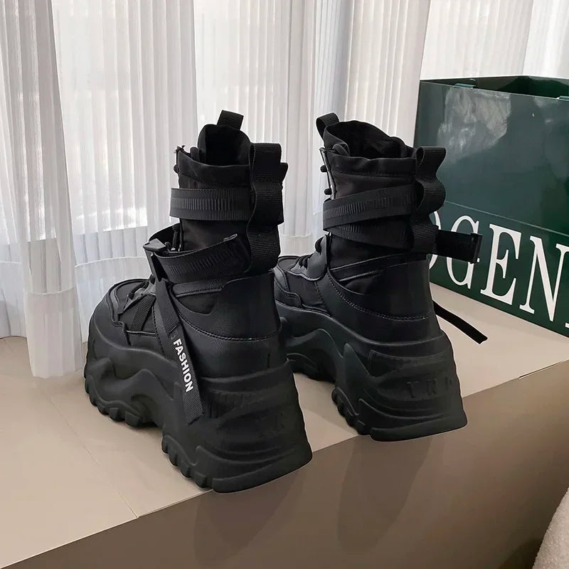 Nova plataforma tênis feminino cruz rendas até luz sapatos casuais designer de moda sapatos vulcanizados casuais marca senhoras botas curtas