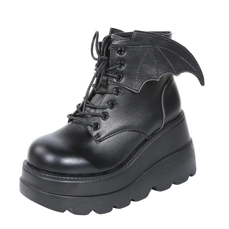 2025 marca punk botas femininas senhoras cosplay botas altas conforto longo tubo botas de couro plataforma cunhas sapatos femininos estilo gótico