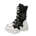 Moda botas de plataforma grossa mulheres punk estrela fivela cinta alta superior tênis mulher outono inverno fundo grosso botas de motocicleta