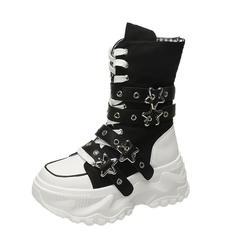 Bota Punk de Moto com Fivela Estrela