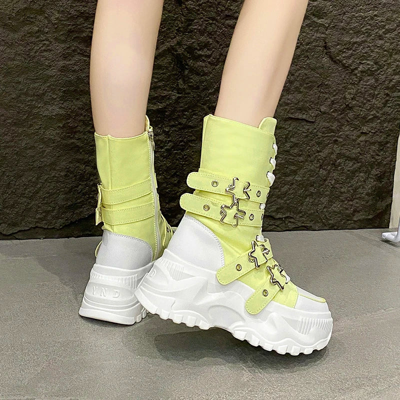 Bota Punk de Moto com Fivela Estrela