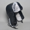 Novo unissex real rex pele de coelho bombardeiro chapéu ushanka boné trapper russo das mulheres dos homens chapéus de esqui bonés de couro de pele de carneiro real inverno quente