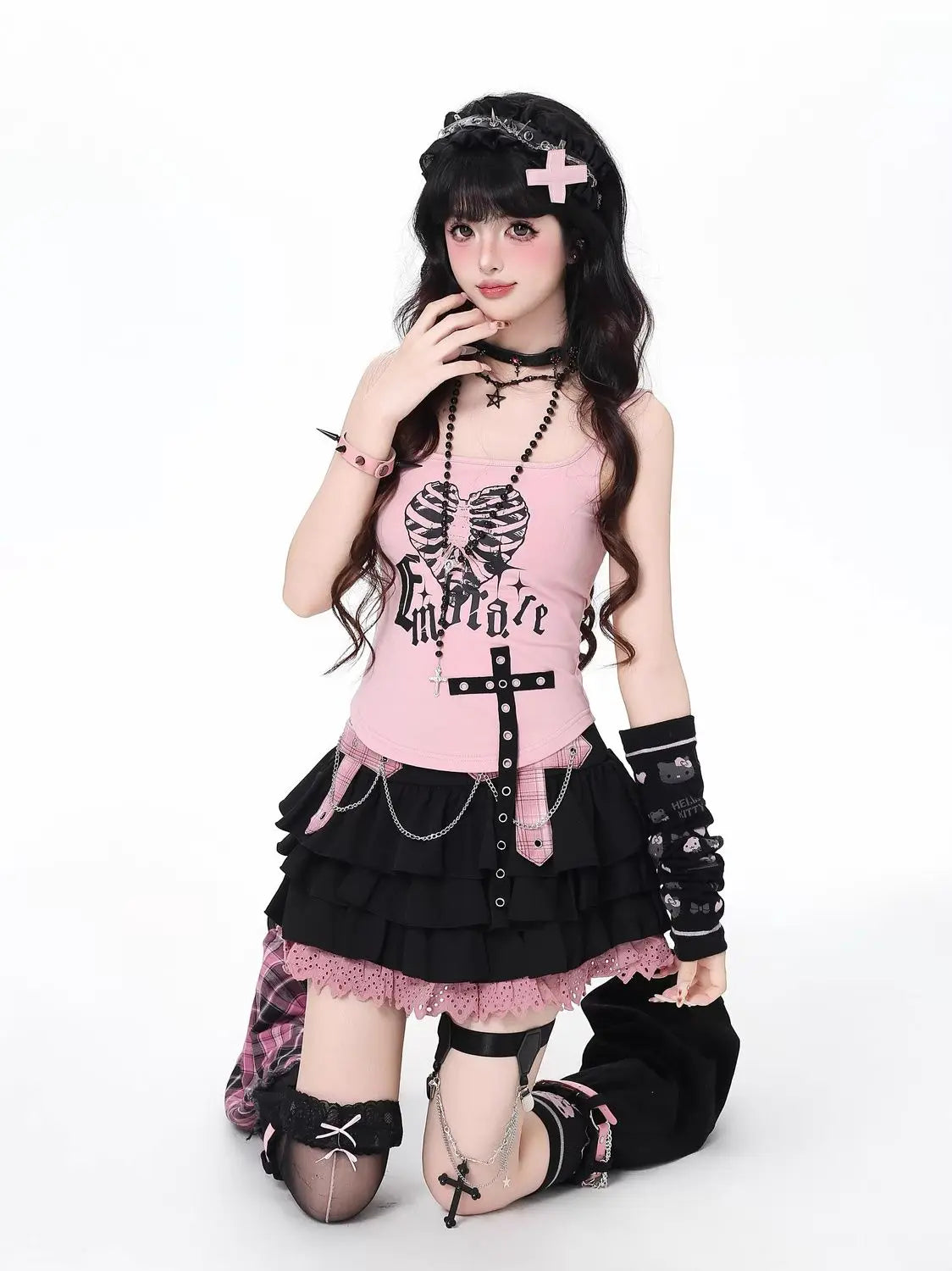 Conjunto Punk Princess Gótico 3 Peças