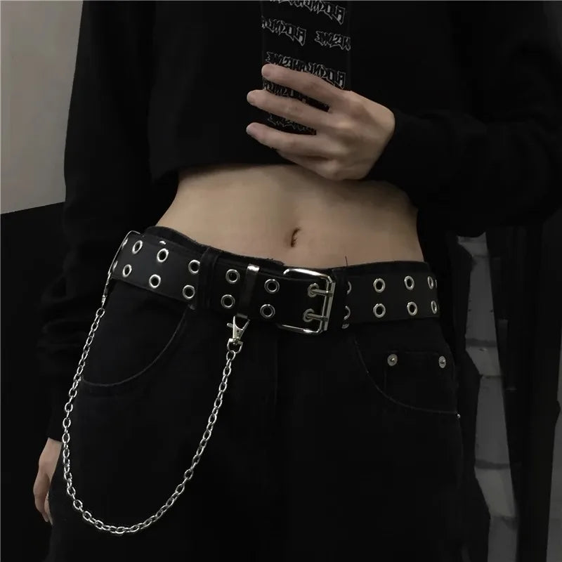 Moda liga feminina cintos corrente de luxo para couro genuíno novo estilo pino fivela jeans decorativo senhoras retro decorativo punk