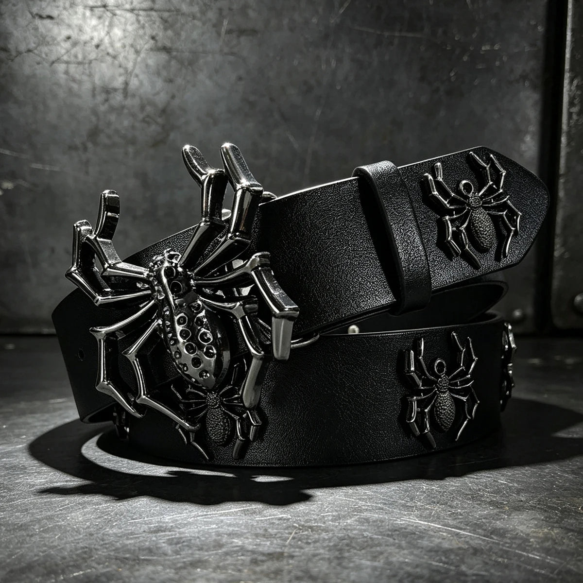 Cinto de Luxo com Strass e Design de Aranha para Homens, Acessório Gótico para Calças Jeans Femininas, Cinto Punk de 3,8cm de Largura para o Dia das Bruxas