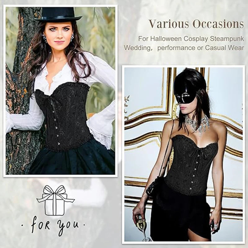 BurVogue Mulheres Lace Up Sexy Floral Desossado Espartilho Overbust Corpo Shaper BustierLingerie Bodyshaper Top Espartilhos Top
