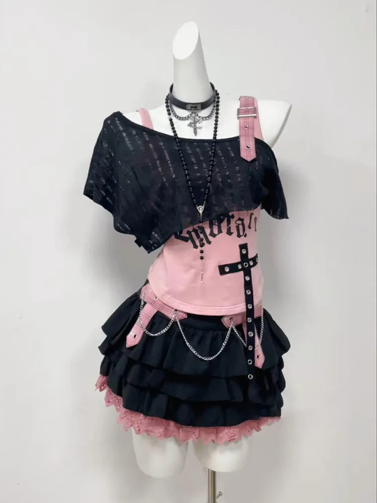 Conjunto Punk Princess Gótico 3 Peças