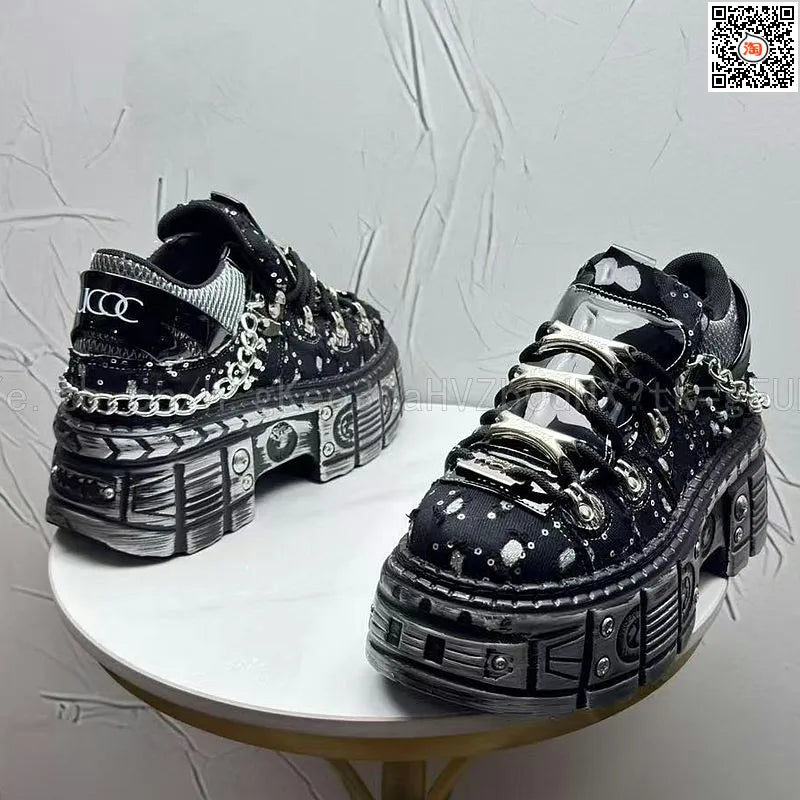 Novo Lançamento Verão 2026: Tênis Masculino Estilo Punk com Plataforma, Personalidade Niche, Moda Urbana Descolada, Modelo Dad Shoes