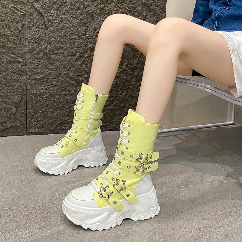 Bota Punk de Moto com Fivela Estrela