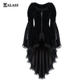Vestido smoking gótico feminino de manga comprida com bainha, vestido feminino gótico, cruz irregular, medieval vestido de bruxa, Lolita Cosplay Traje