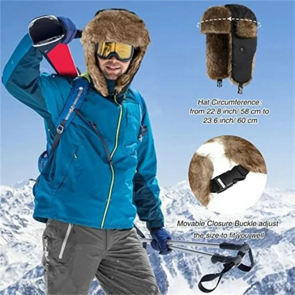 Chapéu de inverno masculino Ushanka Trapper Soldado Russo Ear Flap Cap Earflap