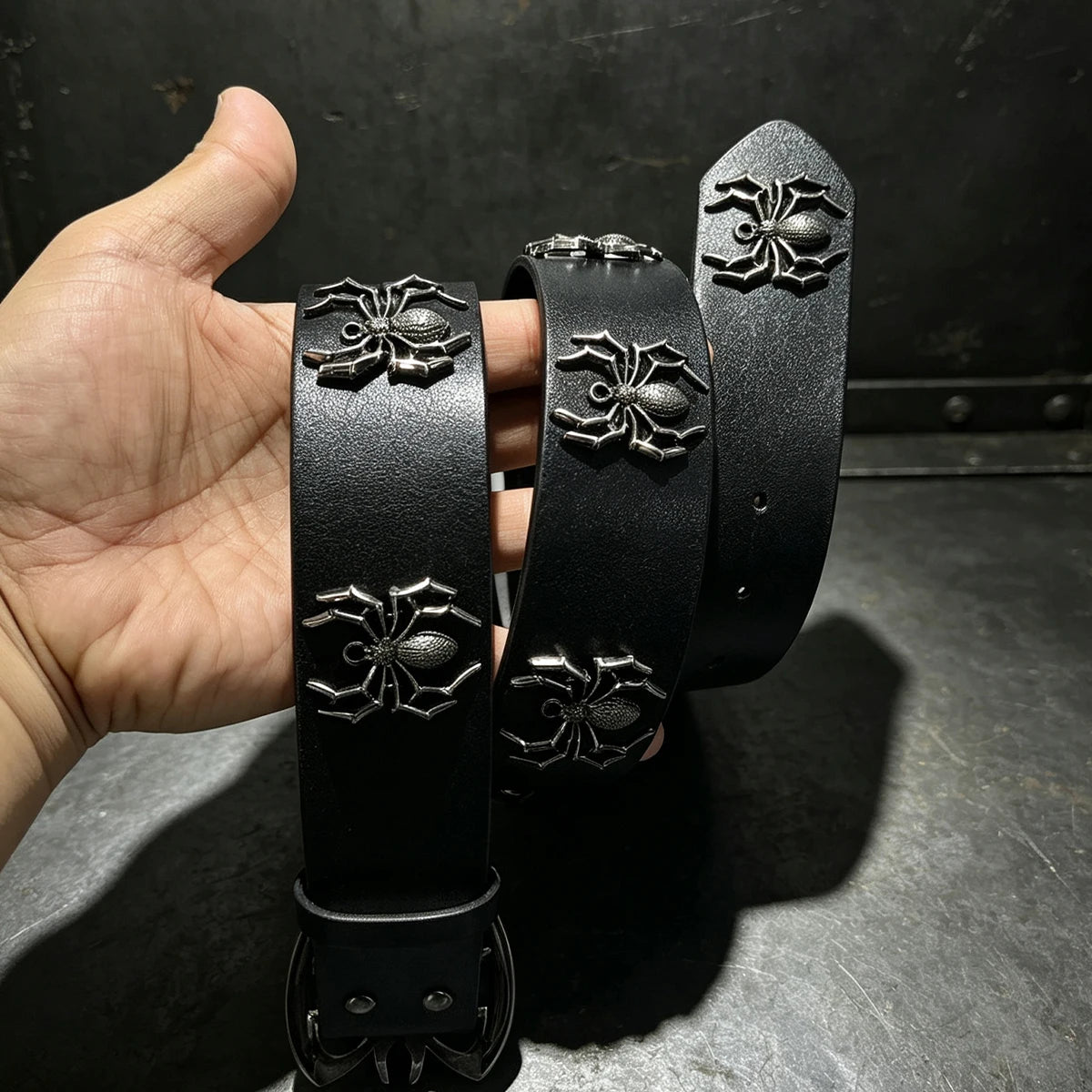 Cinto de Luxo com Strass e Design de Aranha para Homens, Acessório Gótico para Calças Jeans Femininas, Cinto Punk de 3,8cm de Largura para o Dia das Bruxas