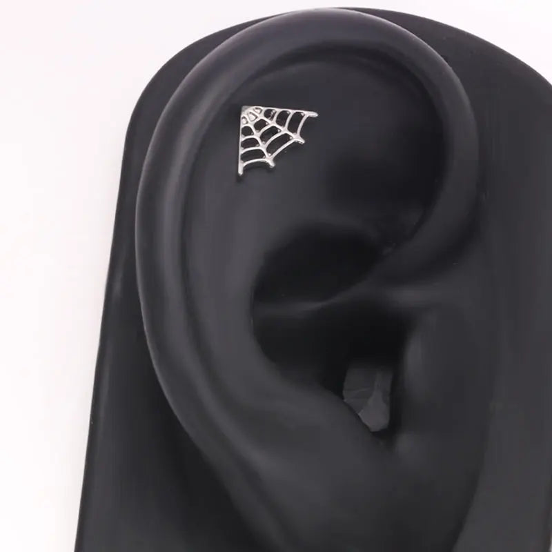 Astm f136 titânio grande aranha web laboratório piercing punk gótico orelha helix plana tragus piercing labret festa de halloween jóias do corpo
