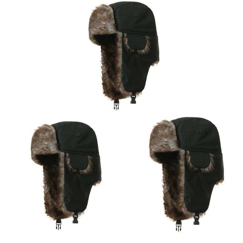 Chapéu de inverno masculino Ushanka Trapper Soldado Russo Ear Flap Cap Earflap