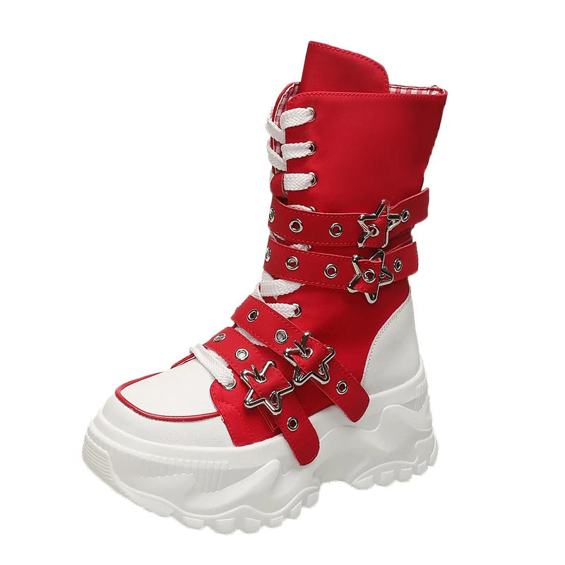 Bota Punk de Moto com Fivela Estrela