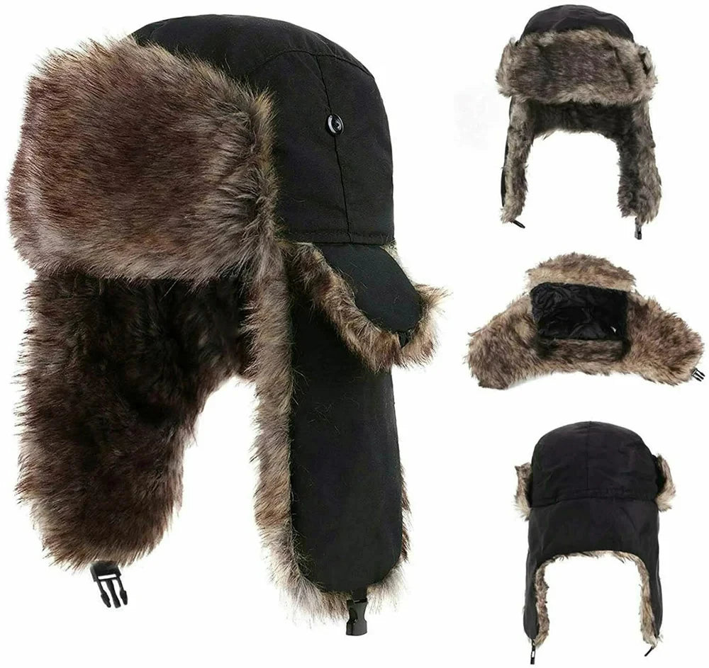 Chapéu de inverno masculino Ushanka Trapper Soldado Russo Ear Flap Cap Earflap