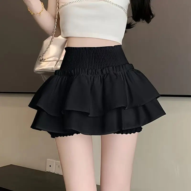 Saias Femininas com Camadas e Babados, Minissaia com Detalhes Cruzados, Shorts Embutidos, Skort Japonês Kawaii, Estilo Gótico Punk Y2K, Harajuku Anos 90, Sexy