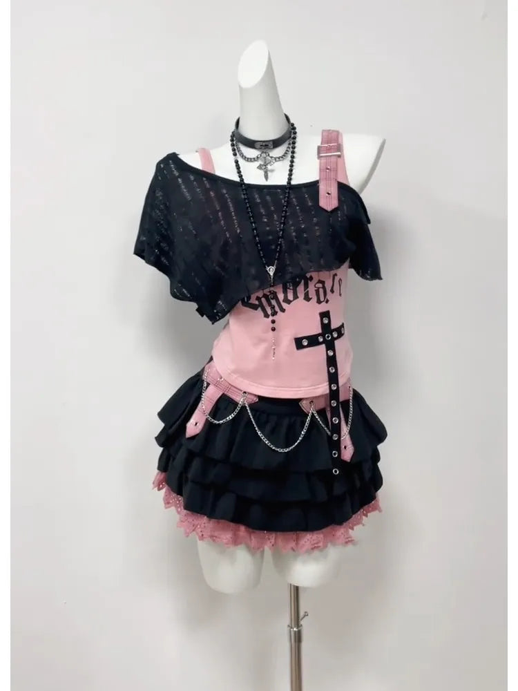 Conjunto Punk Princess Gótico 3 Peças