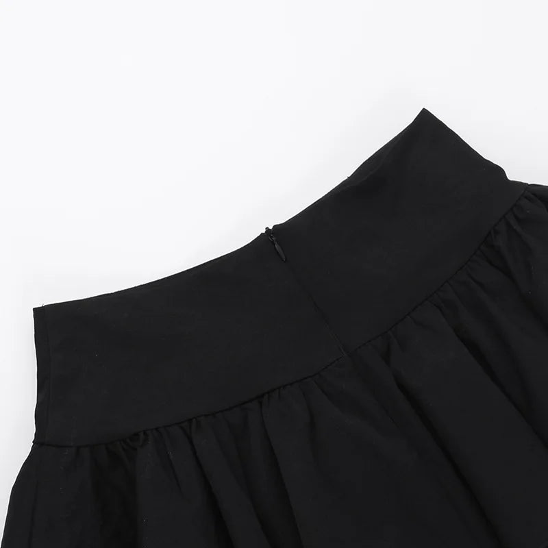 Gótico preto renda cruz mini saia y2k grunge punk cintura alta plissado a linha saias vintage feminino menina estética alt roupas