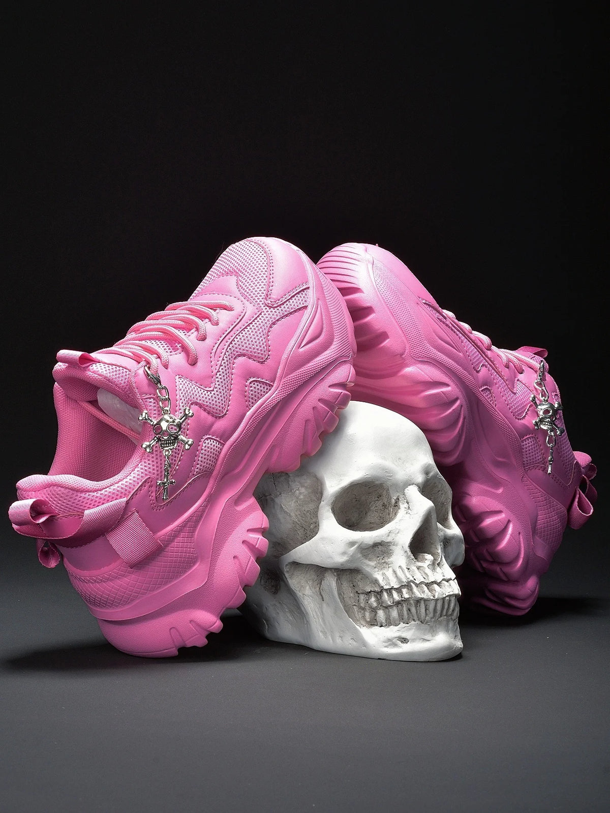 Tênis Casuais Femininos Vulcanizados Pretos com Plataforma e Salto Alto, Estilo Punk de Halloween, Tênis Leves para Mulheres