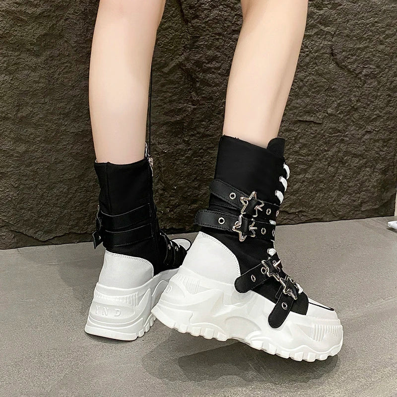 Bota Punk de Moto com Fivela Estrela