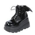 2025 marca punk botas femininas senhoras cosplay botas altas conforto longo tubo botas de couro plataforma cunhas sapatos femininos estilo gótico