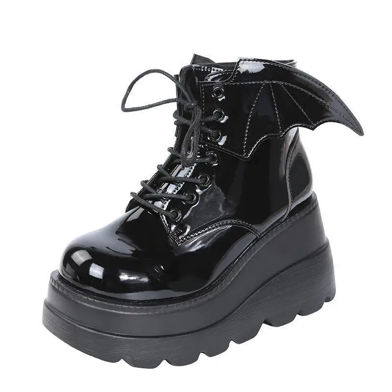 2025 marca punk botas femininas senhoras cosplay botas altas conforto longo tubo botas de couro plataforma cunhas sapatos femininos estilo gótico
