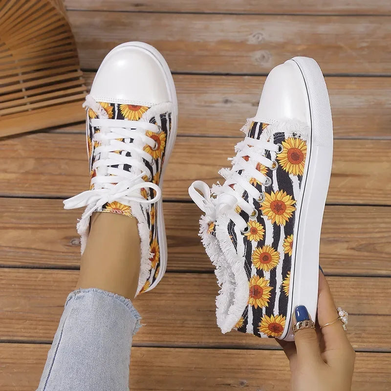Crânio feminino morcego padrão sapatos vulcanizados sapatos planos moda rendas até tênis feminino casual respirável sapato de lona 2024