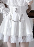 Minissaia Feminina Estilo Lolita Doce Japonês, Retro Elegante, com Renda e Faixas, Saias de Festa em Camadas, Gótica Y2k com Fivelas Metálicas