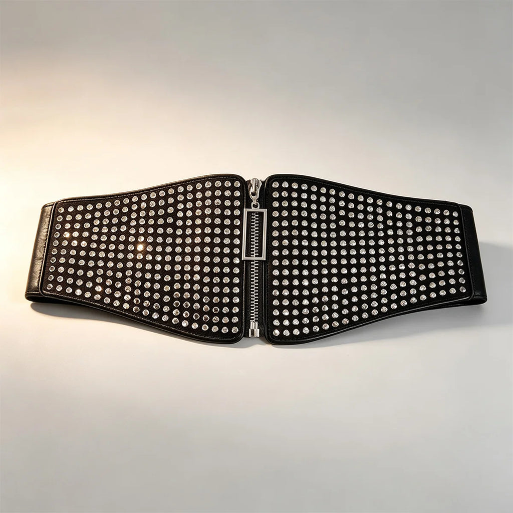 Novo Cinto Largo Punk Preto em Couro PU para Mulheres, Cintos Modeladores de Cintura Alta Elásticos, Cintos Pretos para Vestidos Femininos.