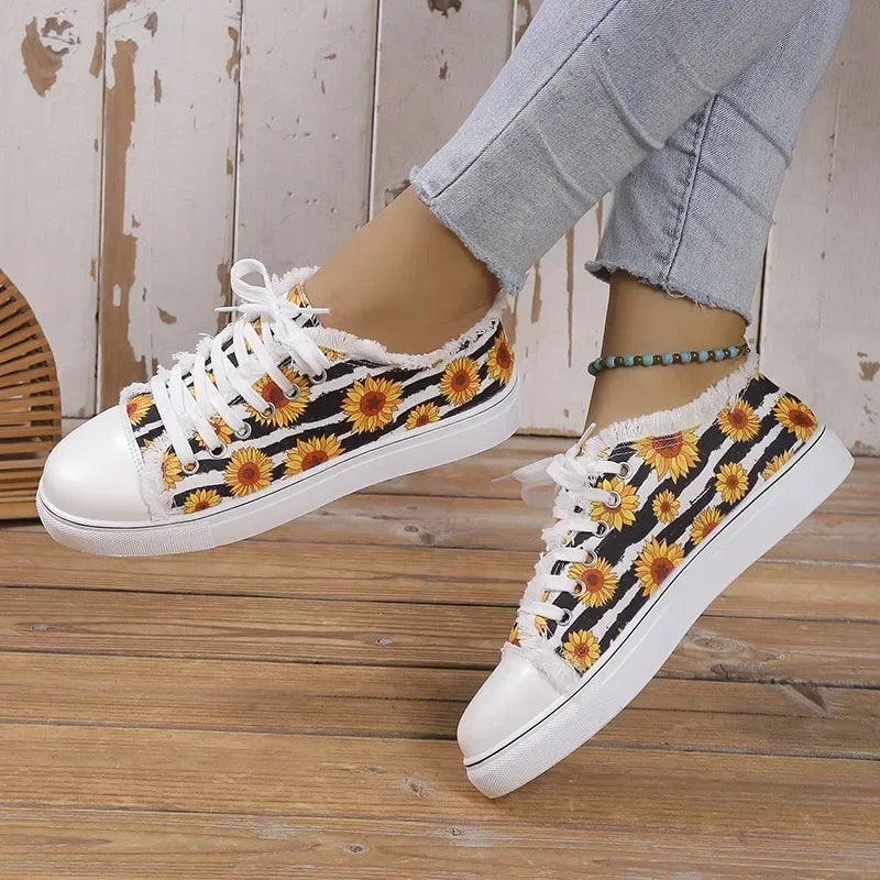 Crânio feminino morcego padrão sapatos vulcanizados sapatos planos moda rendas até tênis feminino casual respirável sapato de lona 2024