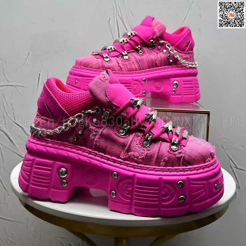 Novo Lançamento Verão 2026: Tênis Masculino Estilo Punk com Plataforma, Personalidade Niche, Moda Urbana Descolada, Modelo Dad Shoes